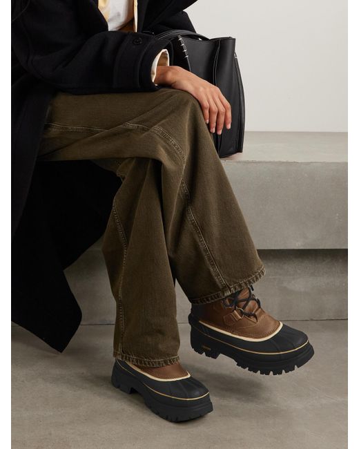 Sorel Brown Caribou Horizon Fleece-Trimmed Gore-Tex Ankle Boots