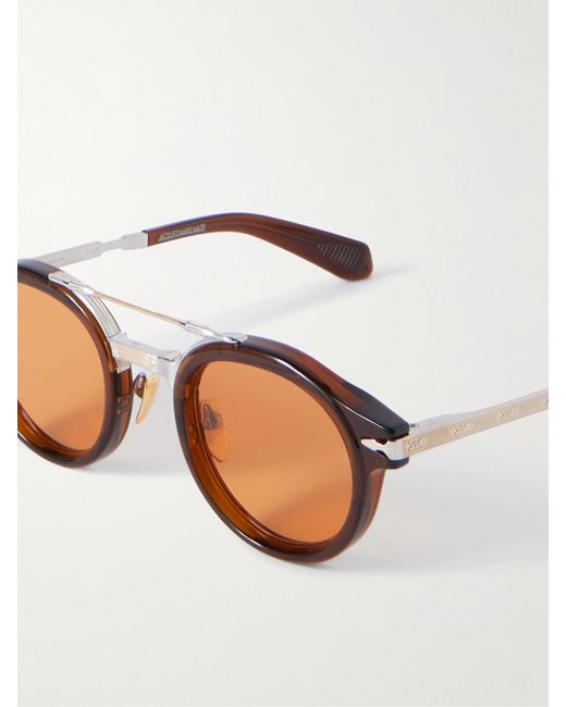 Jacques Marie Mage Brown Delage Sonnenbrille Mit Rundem Rahmen Aus Azetat Mit Silberfarbenen Details