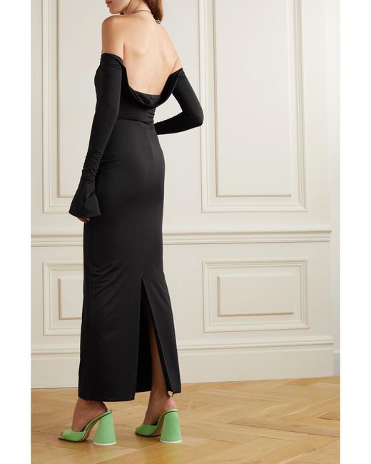 16Arlington Black Salm Off-The-Shoulder Cutout Stretch-Jersey Maxi Dress