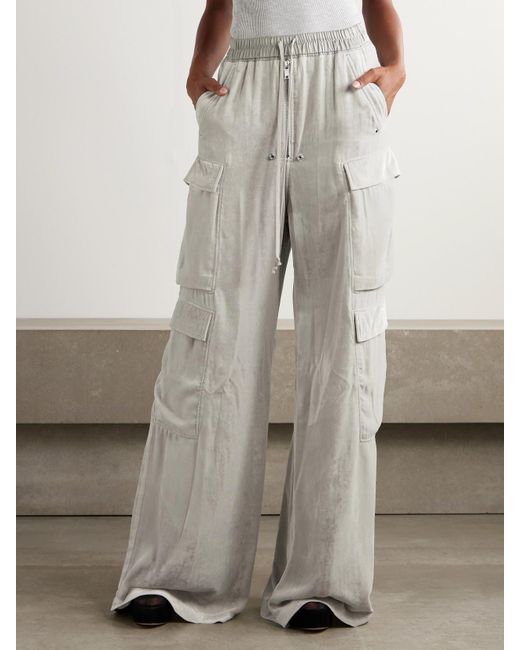 Rick Owens White Cargohose Mit Weitem Bein Aus Samt Mit Shell-Besatz