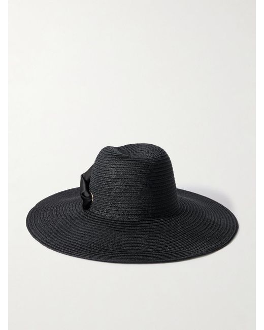Eugenia Kim Black Cassidy Grosgrain-Trimmed Hemp Sunhat