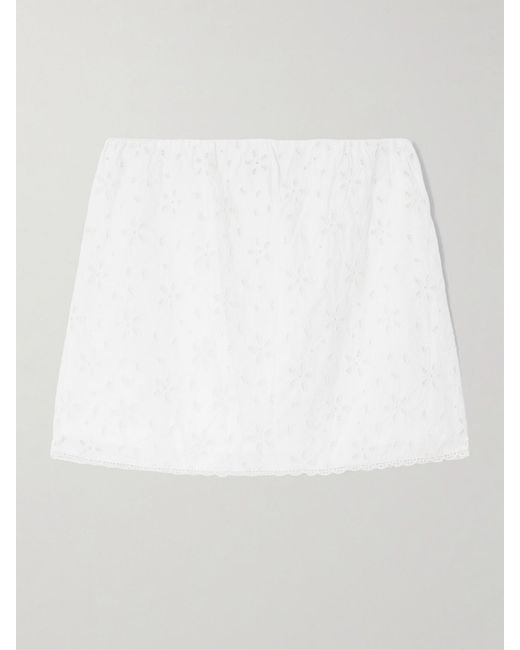 Posse White Salma Broderie Anglaise Cotton Mini Skirt