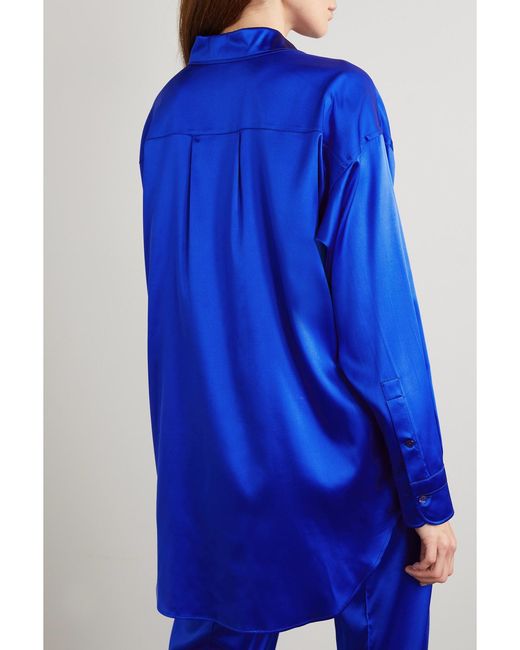 Tom Ford Blue Oversized Stretch-Silk Satin Shirt