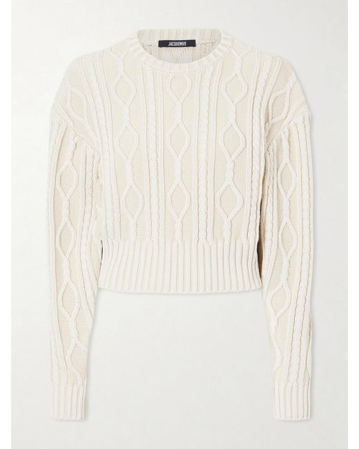 Jacquemus Natural Amelo Zopfstrickpullover Aus Baumwolle