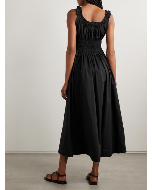 Doen Black Emmaretta Midikleid Aus Biobaumwoll-Voile Mit Raffungen Zum Binden