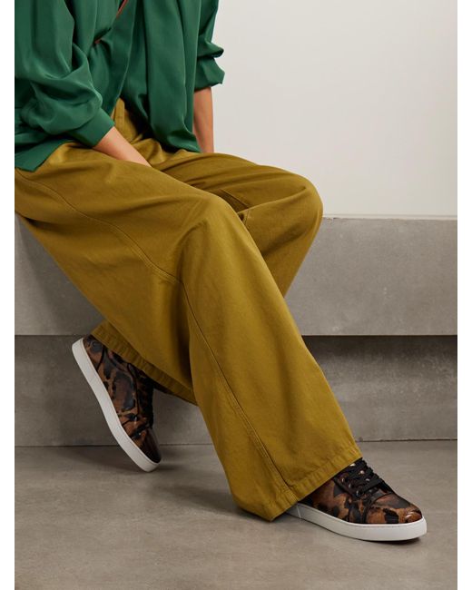 Christian Louboutin Brown Fun Louise Junior Leopard-Print Leather Sneakers