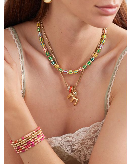 Roxanne Assoulin Natural Puffy Initial-Tone, Enamel And Cubic Zirconia Necklace
