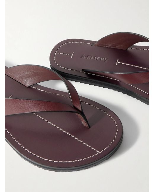 A.Emery Brown Flora Leather Flip Flops