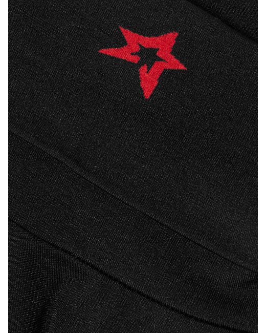 Perfect Moment Black Embroidered Jersey Turtleneck Bodysuit