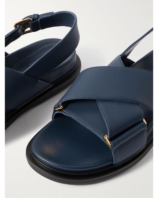 Marni Blue Fussbett Slingback-Sandalen Aus Leder
