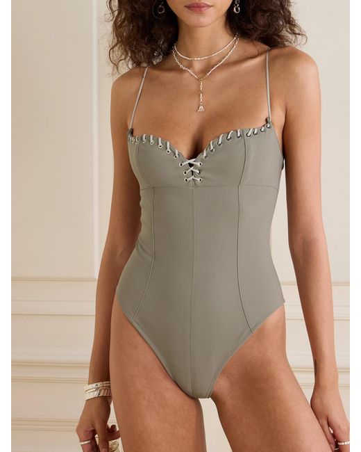 Ludovic de Saint Sernin White Whipstitched Swimsuit