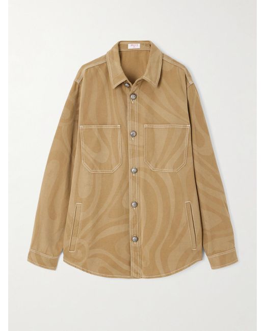 Emilio Pucci Natural Printed Cotton-Canvas Jacket