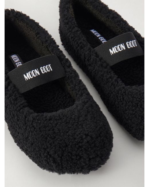 Moon Boot Black Shearling Ballet Flats