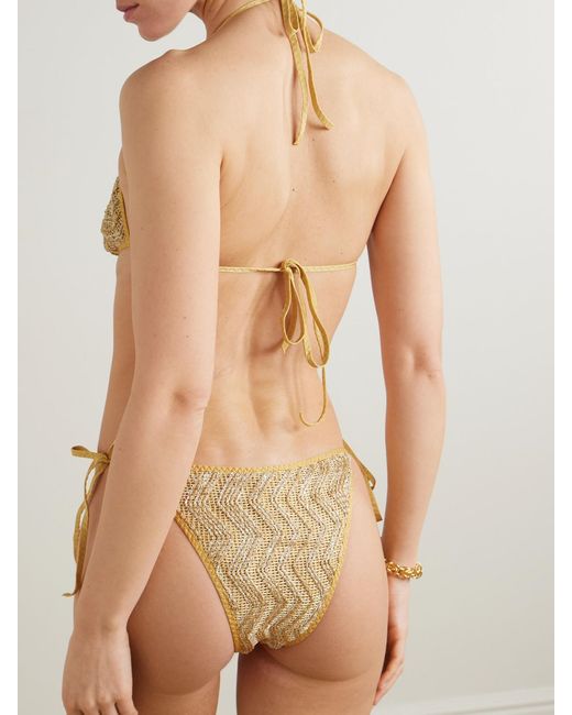 Missoni Natural Mare Cutout Sequin-Embellished Striped Metallic Crochet-Knit Swimsuit