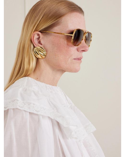 Chloé Brown Tubolar Aviator-Frame Acetate Sunglasses