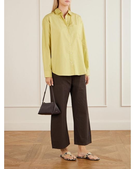 Leset Yellow Yoshi Striped Cotton And Lyocell-Blend Poplin Shirt