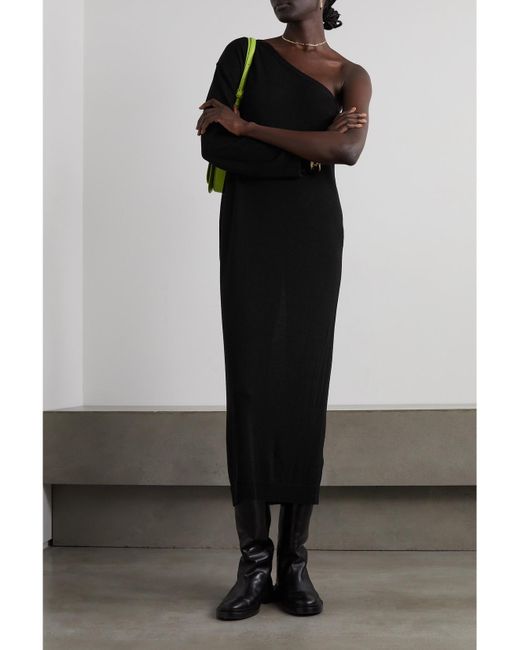 Robe Midi Asymétrique En Mailles Lina Frankie Shop en coloris Black