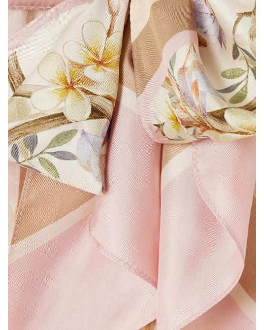 Zimmermann Natural Rebellion Tie-Detailed Ruffled Printed Chiffon Maxi Dress