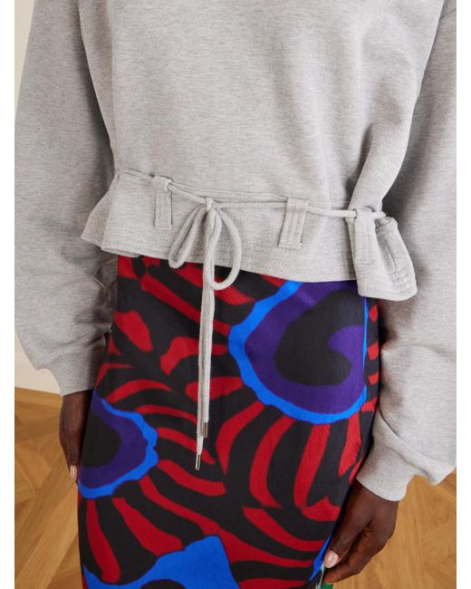 Dries Van Noten Gray Ruffled Cotton-Jersey Sweatshirt