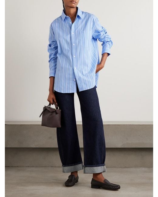 Matteau Blue Striped Organic Cotton-Poplin Shirt