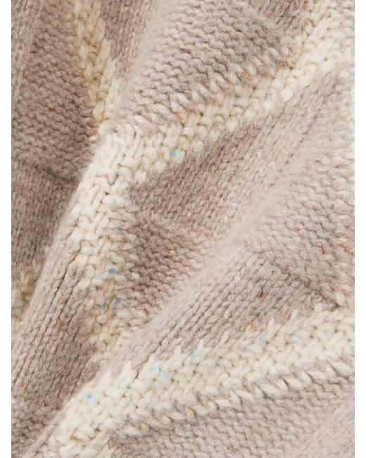 Bottega Veneta Natural Argyle Intarsia-Knit Wool Turtleneck Sweater