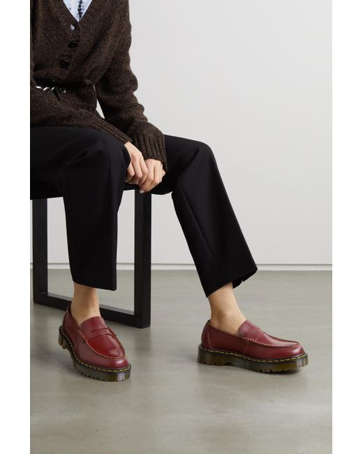 Comme des Dr. Martens Leather Loafers in Red |