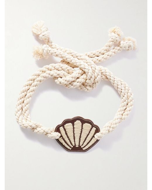 Johanna Ortiz White Movimiento Marítimo Leather-Trimmed Cord Waist Belt