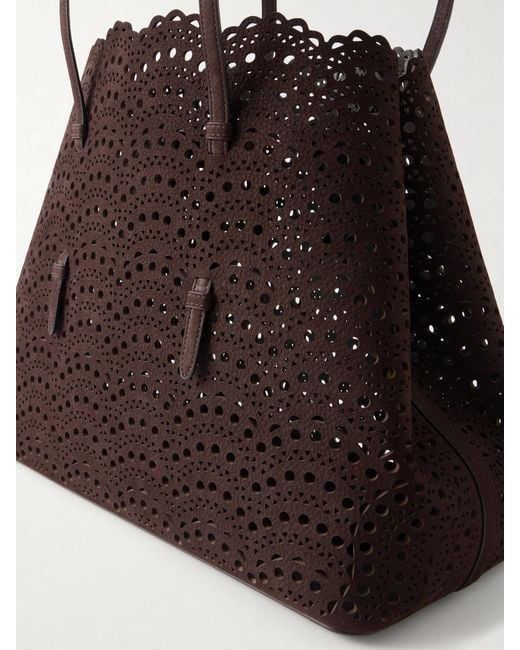 Alaïa Black Mina 37 Laser-Cut Leather Tote