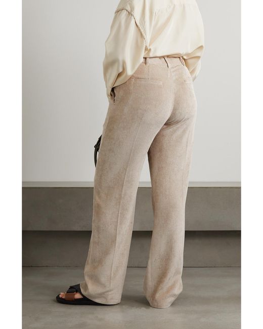 Brunello Cucinelli Natural Corduroy Straight-Leg Pants