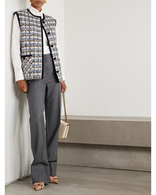 Valentino Gray Sequined Checked Tweed Gilet