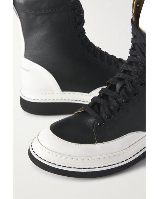 Loewe Black Two-Tone Leather Combat Boots