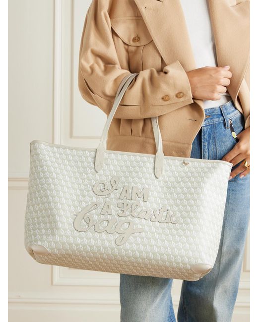 Anya Hindmarch Natural I Am A Plastic Bag Tote Mit Lederbesätzen