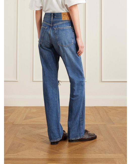 Polo Ralph Lauren Blue Distressed Straight-Leg Jeans