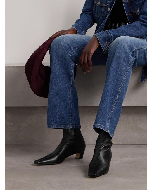 Khaite Black Nevada Ankle Boots Aus Leder