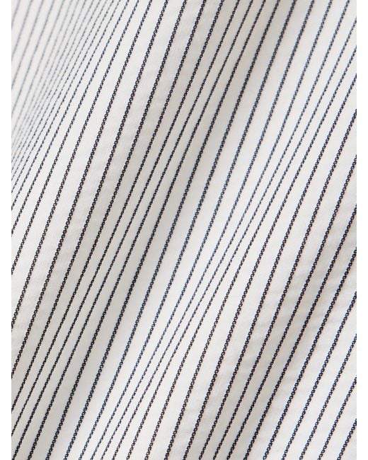Saint Laurent White Hemd Aus Gestreifter Baumwolle Mit Stickerei