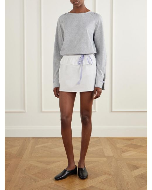 Deiji Studios White Flounce Layer Organic Cotton-Poplin Mini Skirt