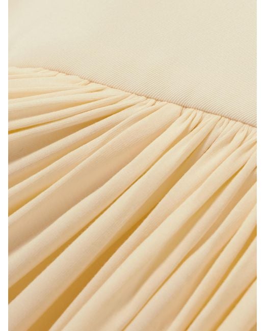 Abadia Natural Gwen One-Shoulder Asymmetric Draped Jersey-Trimmed Stretch-Bamboo Maxi Dress