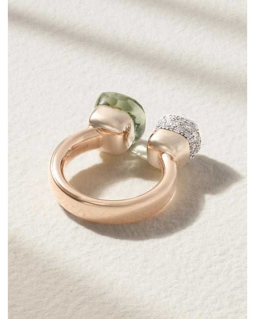 Pomellato White Nudo Ring Aus 18 Karat Rosé- Und Weißgold Mit Prasiolith Und Diamanten