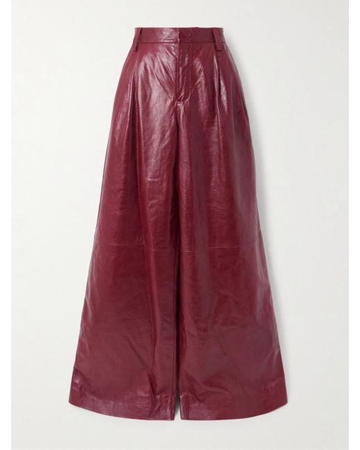 Jonathan Simkhai Purple Kobie Leather Wide-Leg Pants