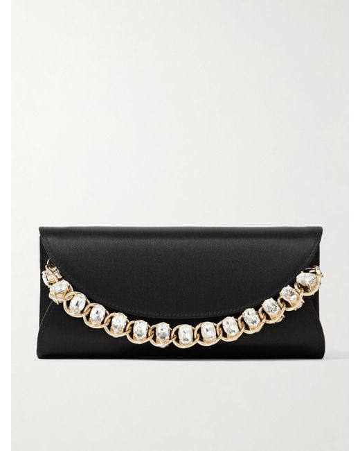 Judith Leiber Black Taylor Clutch Aus Satin Mit Kristallen