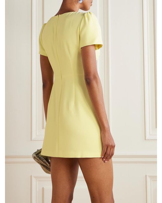 Self-Portrait Yellow Crystal-Embellished Crepe Mini Dress