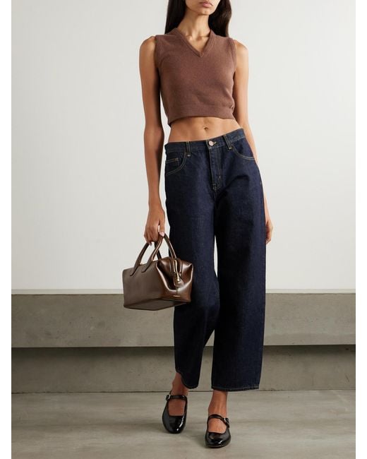 ÉTERNE Brown Lenny Cropped Embellished Cashmere Vest