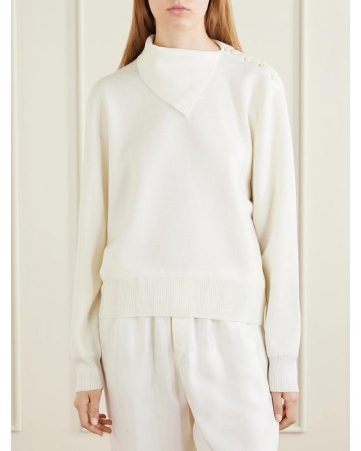 Rohe White Asymmetric Merino Wool-Blend Sweater