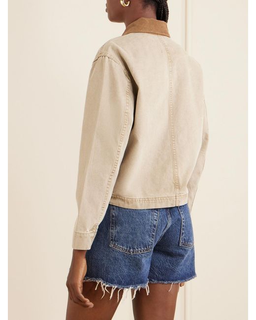 SLVRLAKE Denim Natural Harley Corduroy-Trimmed Cotton-Canvas Jacket