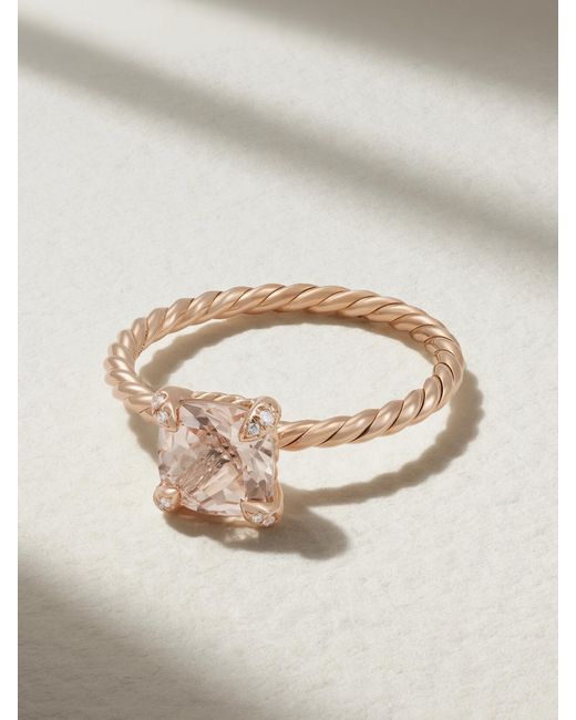 David Yurman Gray Chatelaine 18-Karat Rose, Morganite And Diamond Ring
