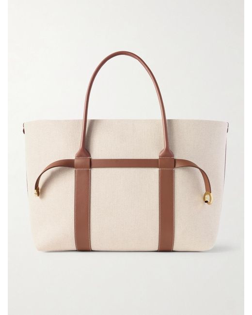 Loro Piana Natural Ghiera Large Leather-Trimmed Canvas Tote