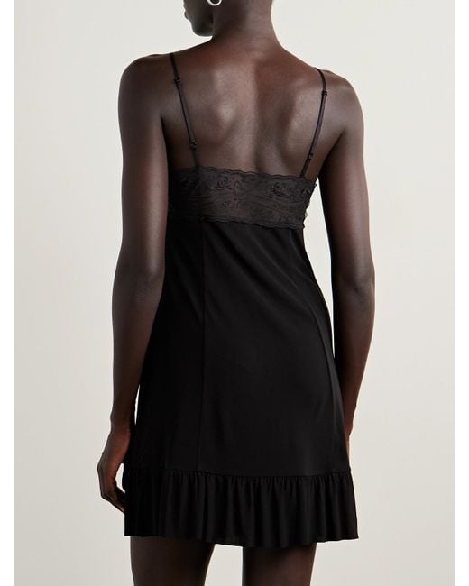 Acne Black Embroidered Tulle-Trimmed Crepe Mini Dress