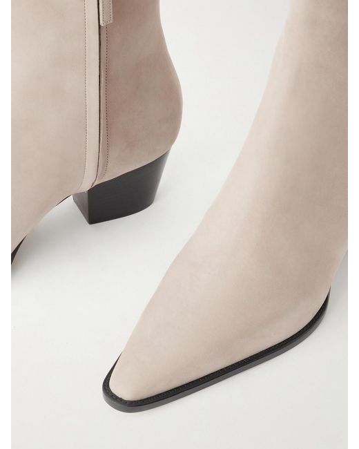 Manolo Blahnik Natural Aliera 50 Nubuck Ankle Boots