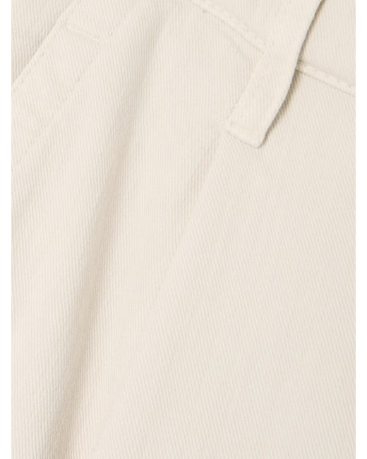 Brunello Cucinelli White Bundfaltenhose Aus Twill Aus Einer Baumwollmischung