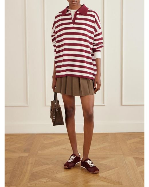 Neous Red Berenices Leather-Trimmed Suede And Canvas Sneakers